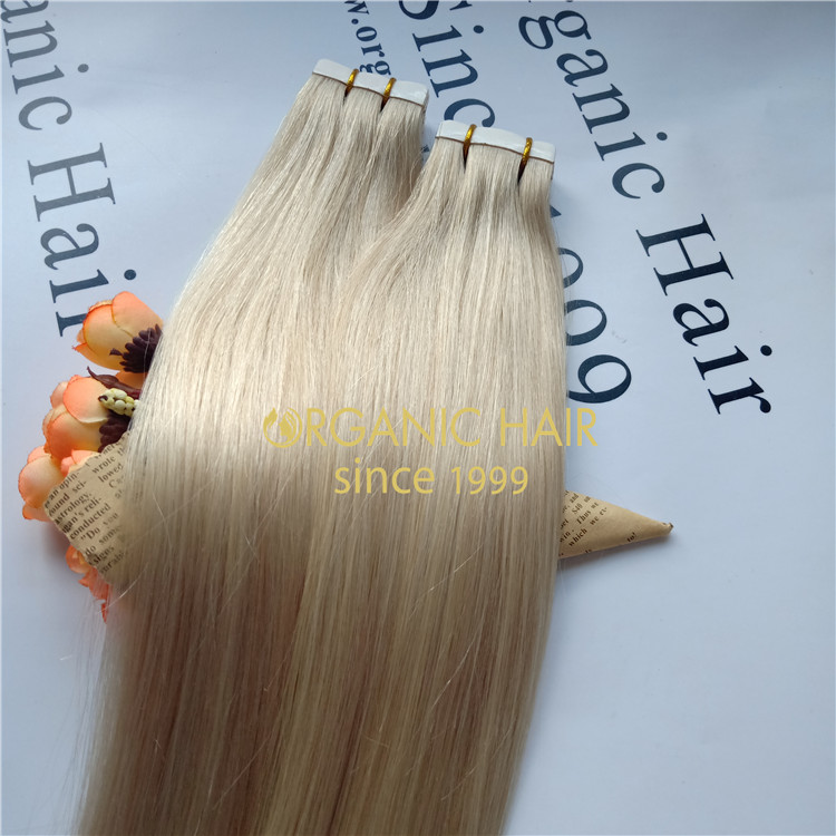 Blonde color full cuticle hair tape hair extensions  A84